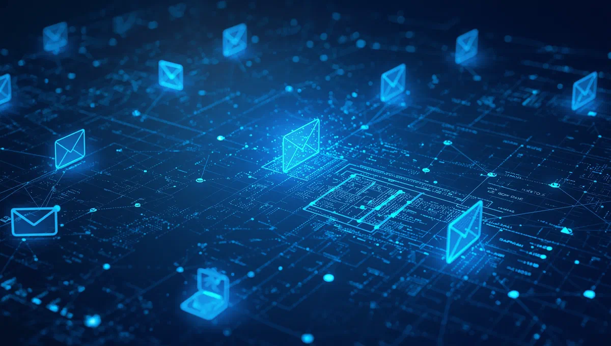 Digital network of mail being routed